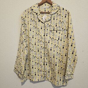 NWT Mahogany Pajama Top Long Sleeve Cotton Dog Print Lounge Sleep Women's Small